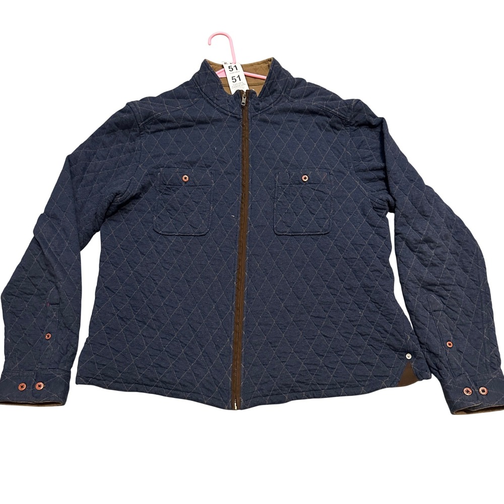 Tommy Bahama Jeans Quilted Snap‎ Button Jacket Navy Blue Women's L